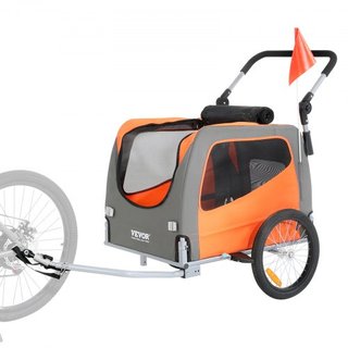 Remolque para Perros, Soporta hasta 30 kg, Carrito de Paseo para Mascotas 2 en 1, Transportador de Bicicleta, Marco de Carro Plegable Fácil con Ruedas de Liberación Rápida, Acoplador Universal par...