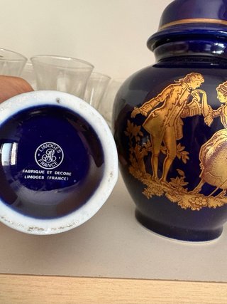 Juego Jarrones Decorativos Azul y Oro