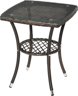 Set di mobili da giardino in rattan, set di mobili da giardino 3 pezzi con tavolo e 2 sedie con cuscini marroni