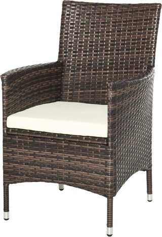 Set di mobili da giardino in rattan, set di mobili da giardino 3 pezzi con tavolo e 2 sedie con cuscini marroni