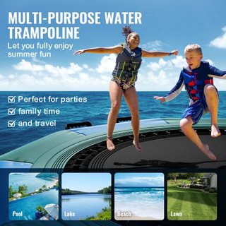 Bouncer de Agua Inflable, Trampolín Recreativo de Agua de 10 pies, Plataforma de Salto Portátil con Escalera de 3 Pasos y Bomba de Aire Eléctrica, Rebotador Flotante para Niños y Adultos para Pisc...