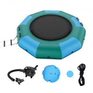 Bouncer de Agua Inflable, Trampolín Recreativo de Agua de 10 pies, Plataforma de Salto Portátil con Escalera de 3 Pasos y Bomba de Aire Eléctrica, Rebotador Flotante para Niños y Adultos para Pisc...