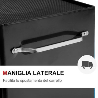 Carro Porta Utensilios Herramientas Equipos Con Cajonera Negra 61.5 X 33 X 82.5Cm