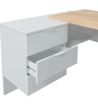 Escritorio madera con cajonera blanca