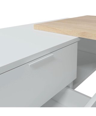Escritorio madera con cajonera blanca