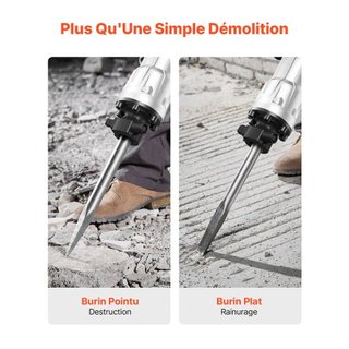 Martillo Demoledor, Martillo Eléctrico de 3500W para Romper Concreto, 1900 BPM Martillo Eléctrico de Alta Resistencia, 2 piezas de Cincel con Guantes y Mango Frontal Giratorio de 360°C para Zanjeo...