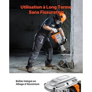 Martillo Demoledor, Martillo Eléctrico de 3500W para Romper Concreto, 1900 BPM Martillo Eléctrico de Alta Resistencia, 2 piezas de Cincel con Guantes y Mango Frontal Giratorio de 360°C para Zanjeo...