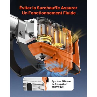 Martillo Demoledor, Martillo Eléctrico de 3500W para Romper Concreto, 1900 BPM Martillo Eléctrico de Alta Resistencia, 2 piezas de Cincel con Guantes y Mango Frontal Giratorio de 360°C para Zanjeo...