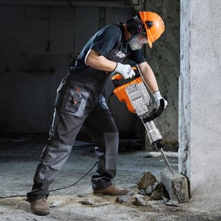 Martillo Demoledor, Martillo Eléctrico de 3500W para Romper Concreto, 1900 BPM Martillo Eléctrico de Alta Resistencia, 2 piezas de Cincel con Guantes y Mango Frontal Giratorio de 360°C para Zanjeo...