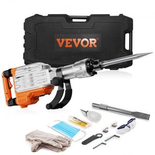 Martillo Demoledor, Martillo Eléctrico de 3500W para Romper Concreto, 1900 BPM Martillo Eléctrico de Alta Resistencia, 2 piezas de Cincel con Guantes y Mango Frontal Giratorio de 360°C para Zanjeo...