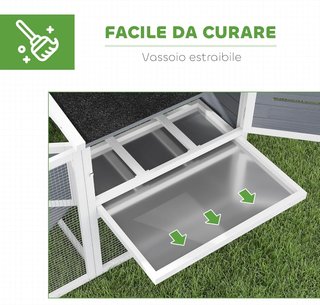 Gallinero para Gallinas Ponedoras de Exterior con Casa, Nido para Incubar, Techo Impermeable, Bandeja Extraíble y Puertas, Jaula Recinto para 2-4 Gallinas y Conejos de Madera, 214X101X91.5Cm, Gris