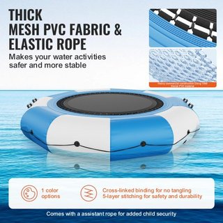 Bouncer de Agua Inflable, Trampolín Recreativo de Agua de 10 pies, Plataforma de Salto Portátil con Escalera de 3 Pasos y Bomba de Aire Eléctrica, Rebotador Flotante para Niños y Adultos para Pisc...