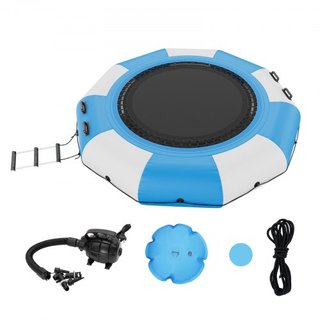 Bouncer de Agua Inflable, Trampolín Recreativo de Agua de 10 pies, Plataforma de Salto Portátil con Escalera de 3 Pasos y Bomba de Aire Eléctrica, Rebotador Flotante para Niños y Adultos para Pisc...