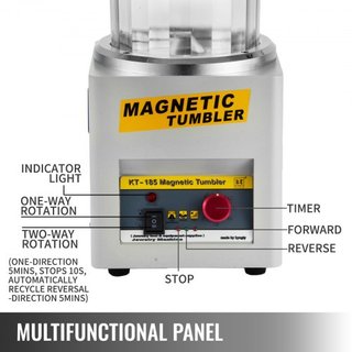 KT-185 Tumbler Magnético de 180 mm Pulidor de Joyería y Acabador para Pulido con Dirección y Tiempo Ajustables para Joyería