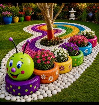 JARDINERAS RUEDAS RECICLADAS