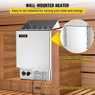 Calentador de Sauna de 9KW Estufa 380V-415V Calentador de Sauna Eléctrico Húmedo y Seco con Unidad de Control Incorporada Calentador de Sauna de Acero Inoxidable