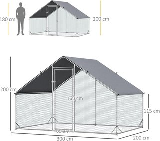 Gallinero Exterior Con Estructura Galvanizada Y Red Hexagonal, Gallinero Para Gallinas Con Cubierta De Tela Impermeable Para 4-6 Pollos, Patos Y Conejos, 3X2X2M