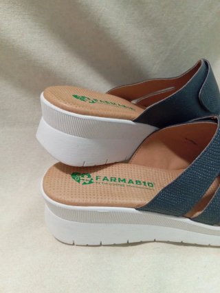 Sandalias cuña Farmabio mujer azul