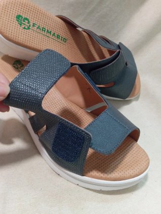 Sandalias cuña Farmabio mujer azul