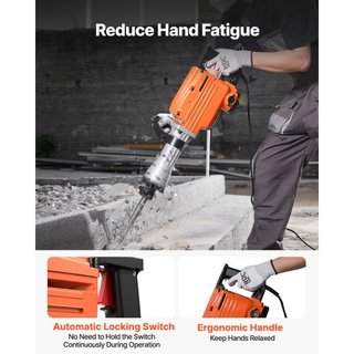 Martillo Demoledor Rompedor de Concreto 2200W Martillo Eléctrico 4 Puntas de Cincel