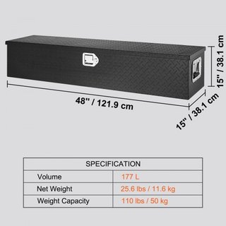 Caja de herramientas de aluminio de alta resistencia de 121.9x38.1x38.1 cm para la cama de camioneta