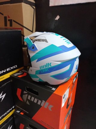 Casco Unik Jet Cross Azul Blanco