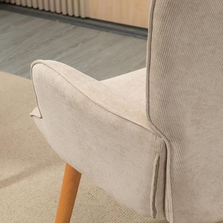 Sillón Relax Con Puff Reposapiés, Sillón Para Dormitorio Y Sala De Estar En Terciopelo A Rayas Con Respaldo Alto Y Apoyabrazos, Beige