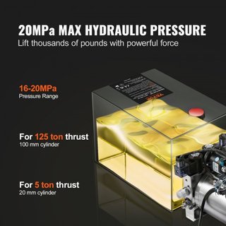 Bomba Hidráulica, Unidad de Potencia Hidráulica de 10 Cuartos, Bomba de Remolque de Doble Acción, Tasa de Flujo de 0.91 GPM, Presión Máxima de Alivio de 3200 PSI, Bomba Hidráulica de 12V CC para E...