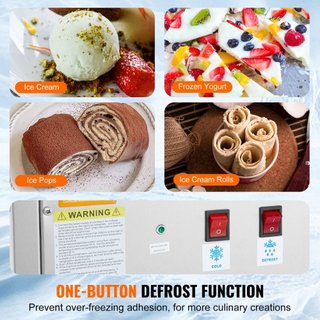 Máquina de Rollos de Helado Frito, Sartén de Helado Frito de 11" x 9.5", Fabricante de Helado en Rollos de Acero Inoxidable con Compresor y 2 Raspadores, para Hacer Helado, Yogur Helado, Rollos de...