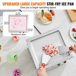 Máquina de Rollos de Helado Frito, Sartén de Helado Frito de 11" x 9.5", Fabricante de Helado en Rollos de Acero Inoxidable con Compresor y 2 Raspadores, para Hacer Helado, Yogur Helado, Rollos de...