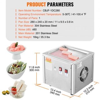 Máquina de Rollos de Helado Frito, Sartén de Helado Frito de 11" x 9.5", Fabricante de Helado en Rollos de Acero Inoxidable con Compresor y 2 Raspadores, para Hacer Helado, Yogur Helado, Rollos de...
