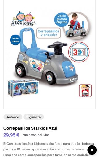 Correpasillos infantil gris y azul con almacenaje