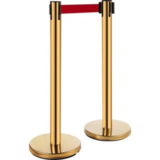 Barreras de Postes de Stanchion 4-Conjunto Divisores de Línea, Stanchions de Acero Inoxidable con Cintas Retráctiles Rojas de 6.6, Stanchions con un Marco para Señal, Stanchions de Seguridad para ...