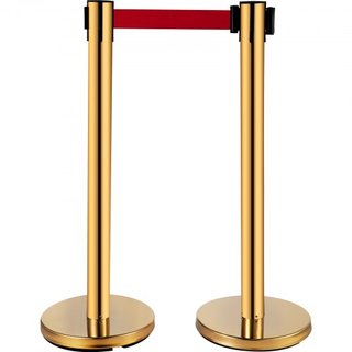 Barreras de Postes de Stanchion 4-Conjunto Divisores de Línea, Stanchions de Acero Inoxidable con Cintas Retráctiles Rojas de 6.6, Stanchions con un Marco para Señal, Stanchions de Seguridad para ...