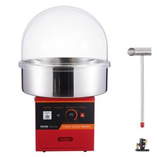 Máquina de Algodón de Azúcar Eléctrica, Fabricante de Algodón de Azúcar de 1000W, Máquina Comercial de Algodón de Azúcar con Tapa, Tazón de Acero Inoxidable, Cucharón de Azúcar, Cajón, Perfecta pa...