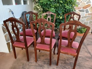 Juego de 6 Sillas de Comedor de Madera de castaño