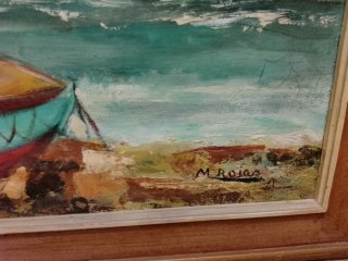 Lote 3  Cuadros Óleo Lienzo Paisaje Marino