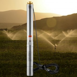 Bomba Sumergible de Pozo Profundo, 2HP/1500W 230V/50Hz, Flujo de 9.8 m³/h, Altura de 108 m, con Cable Eléctrico de 9.1 m, Bombas de Agua de Acero Inoxidable para Uso Industrial, Irrigación y Domés...