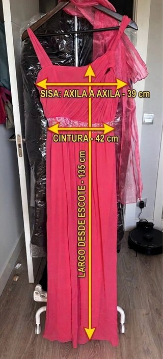Vestido largo invitada boda rosa y dorado