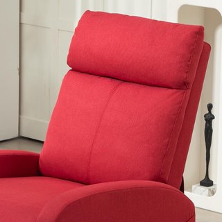 Sillón Relax Reclinable Manual con Reposapiés, Sillón Reclinable en Tejido Efecto Lino para Dormitorio, Salón y Sala de Estar, Rojo