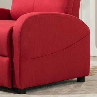 Sillón Relax Reclinable Manual con Reposapiés, Sillón Reclinable en Tejido Efecto Lino para Dormitorio, Salón y Sala de Estar, Rojo