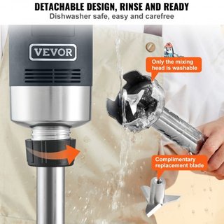 Batidora de Inmersión Comercial, Mezclador de Mano Pesado de 500 Vatios, Mezclador de Variedad de Velocidades con Cuchilla de Acero Inoxidable 304, Mezclador Portátil Multiusos para Sopa, Batido, ...