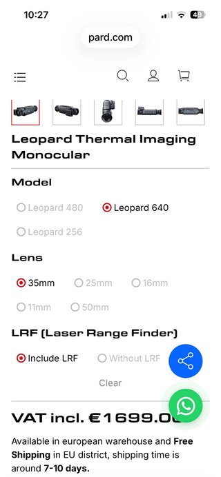 Monocular Térmico Pard Leopard 640 LRF