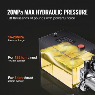 Bomba Hidráulica, Unidad de Potencia Hidráulica de 12 Cuartos, Bomba de Remolque de Volcado de Acción Simple, Tasa de Flujo de 0.91 GPM, Presión Máxima de Alivio de 3200 PSI, Bomba Hidráulica DC 1...