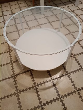 Mesa centro redonda Vittsjo Ikea cristal y metal