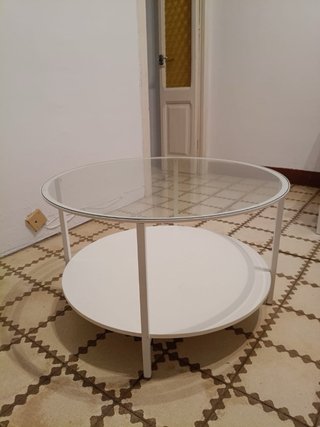 Mesa centro redonda Vittsjo Ikea cristal y metal