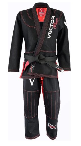 Kimono Jiu Jitsu Vector Negro y Rojo
