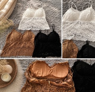 3 Tops Bralette L (Marrón, Blanco, Negro)
