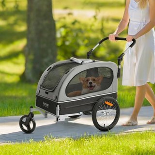 Remolque para Perros, Soporta hasta 88 lbs, Carrito de Paseo para Mascotas 2 en 1, Transportador de Bicicleta, Marco de Carrito Plegable Fácil con Ruedas de Liberación Rápida, Acoplador Universal ...