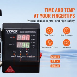 Máquina de Prensa Térmica, 15x15 pulgadas / 38x38 cm, Impresora de Transferencia por Sublimación 2EN1 Clamshell con Recubrimiento de Teflón, Control de Calor Digital Preciso, Powerpress para Camis...
